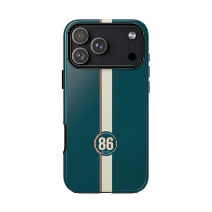 Racing Stripe Phone Case - Retro Teal with Number 86