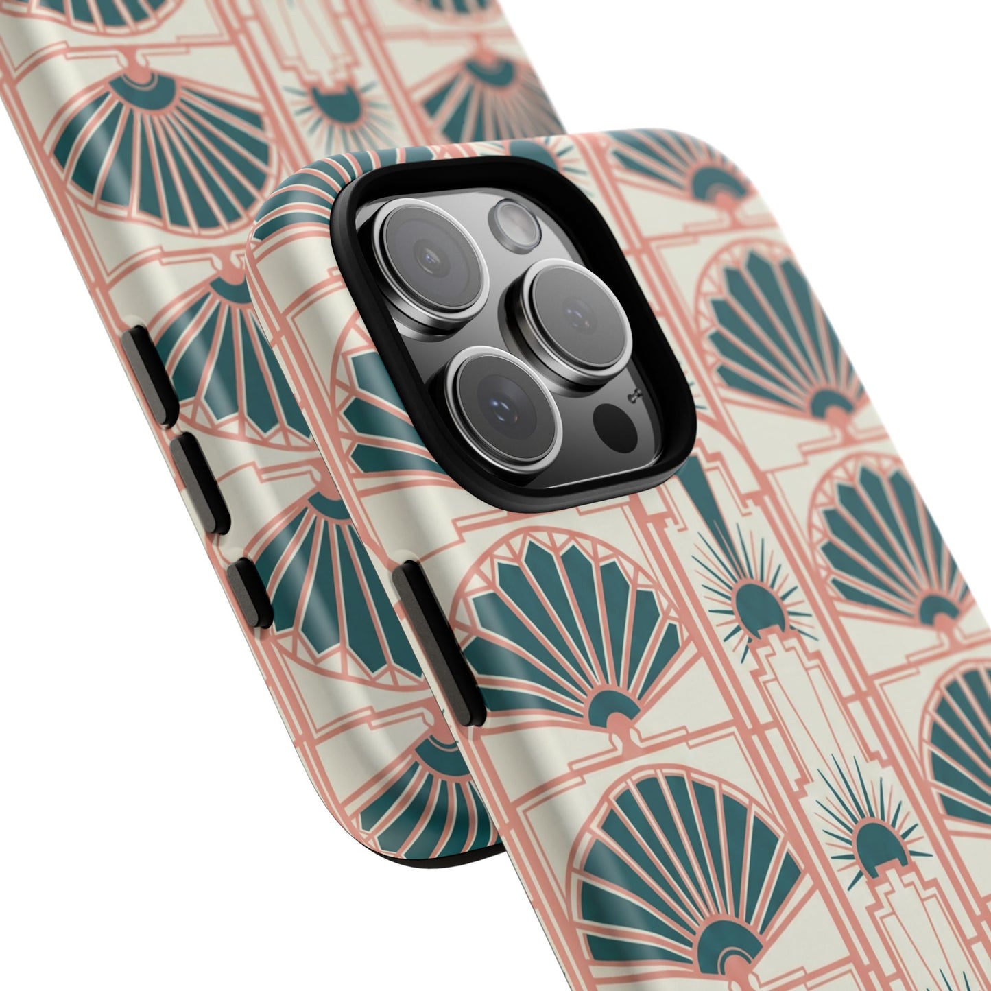 Art Deco Fan Pattern Tough Phone Case — Retro Geometric iPhone Cover