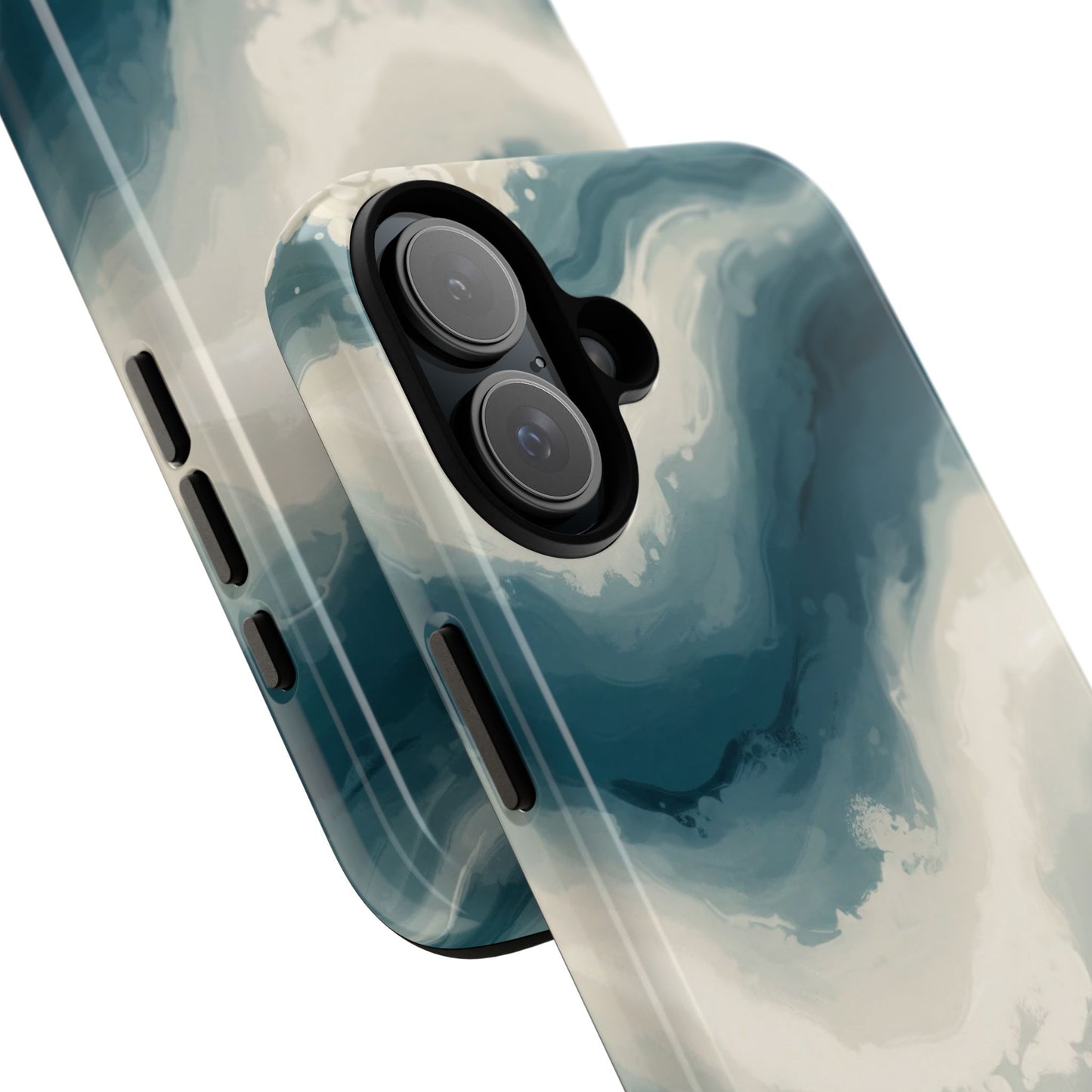 Ocean Wave Marble Phone Case — Teal & Ivory Abstract Tough Case