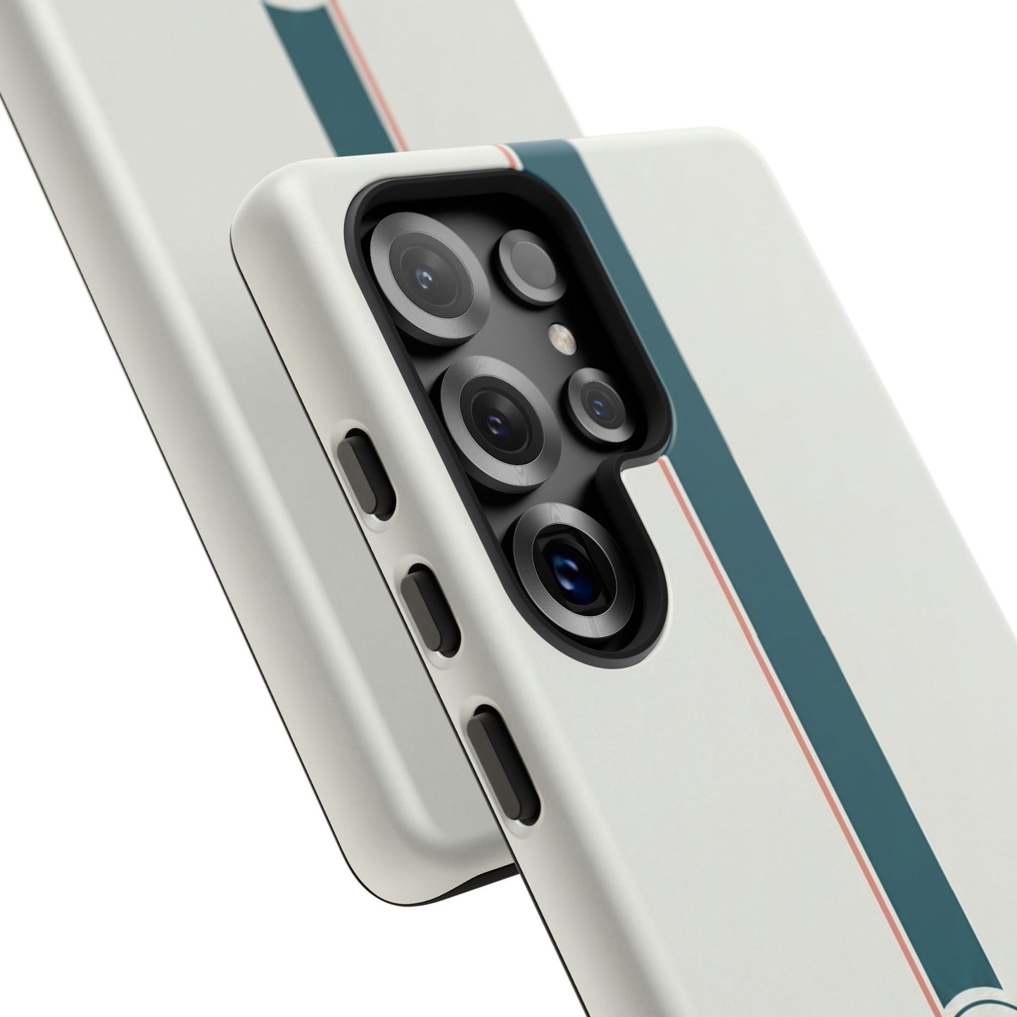 Racing Stripe Tough Phone Case — Retro White With '86 Circle Badge
