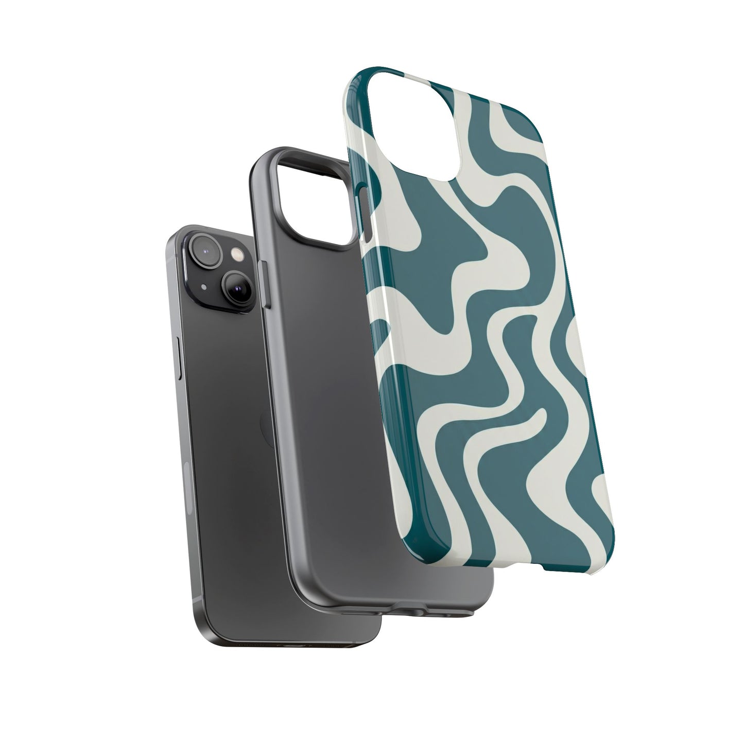 Teal Retro Swirl Tough Phone Case