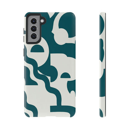 Abstract Teal Pattern Phone Case — Modern Geometric Tough Case