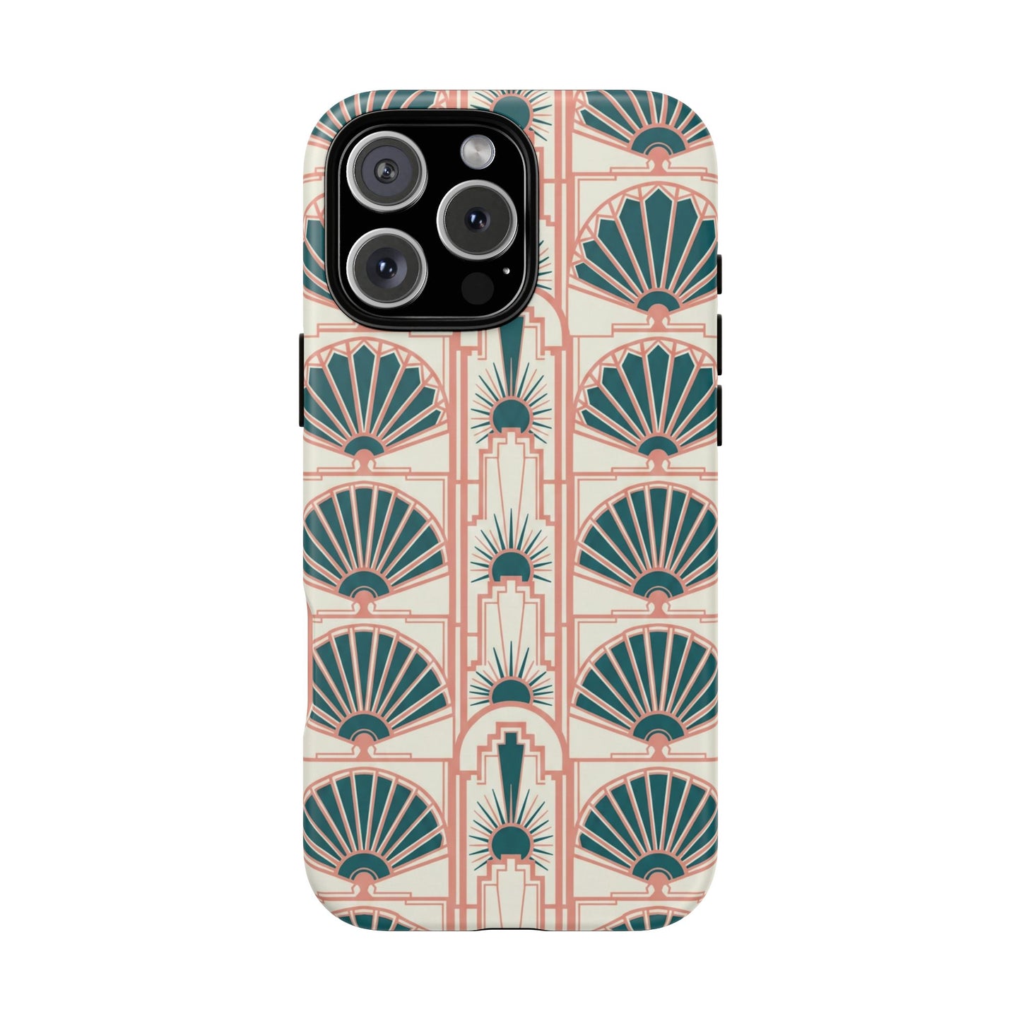 Art Deco Fan Pattern Tough Phone Case — Retro Geometric iPhone Cover