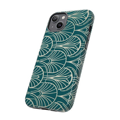 Art Deco Teal Pattern Tough Phone Case — Vintage Geometric Protective Case