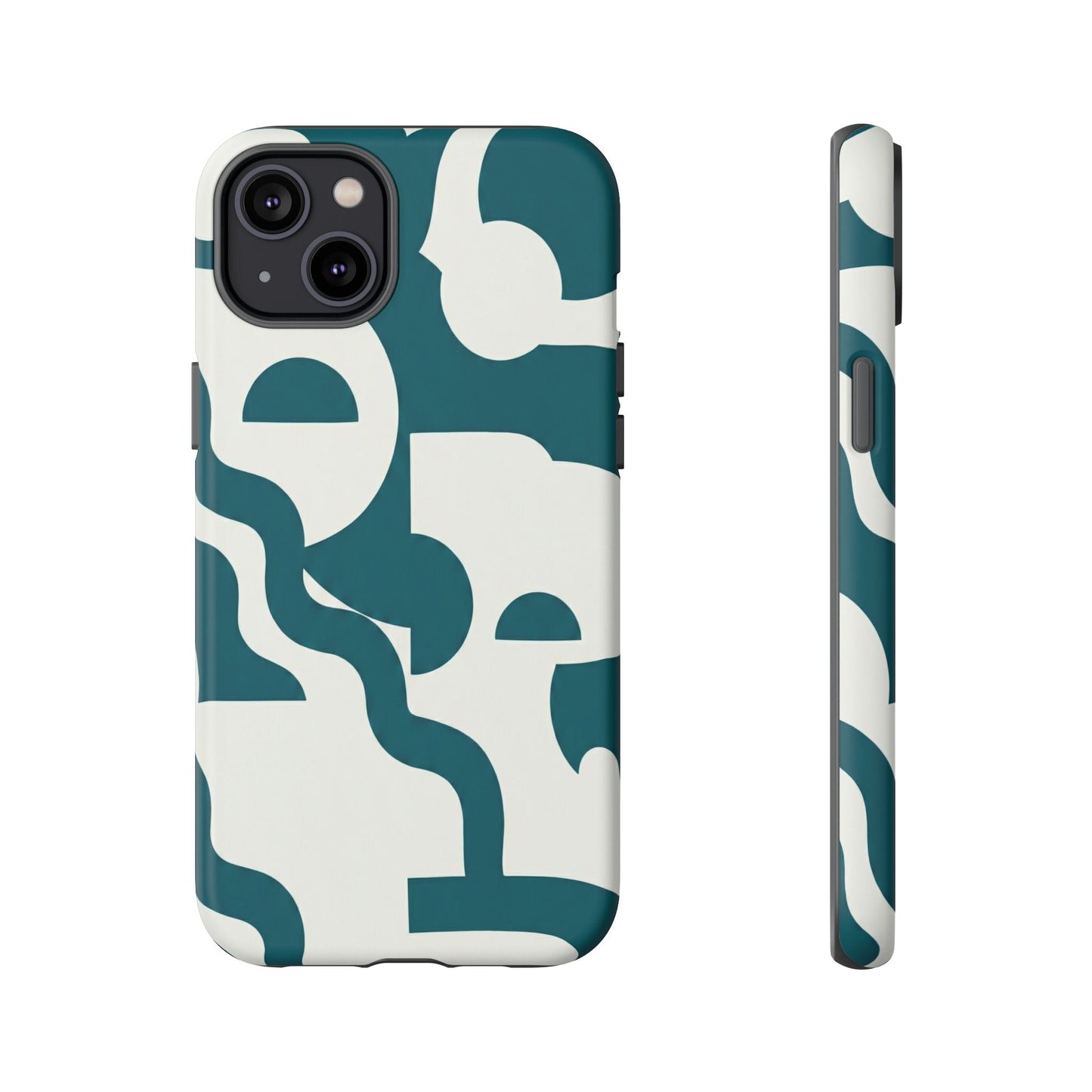 Abstract Teal Shapes Phone Case — Modern Geometric Tough Case