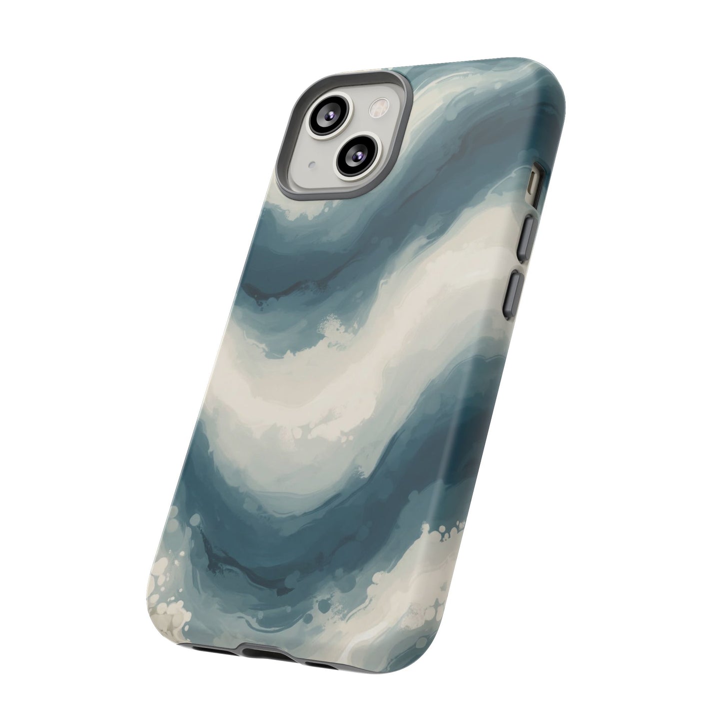 Ocean Wave Marble Phone Case — Teal & Ivory Abstract Tough Case