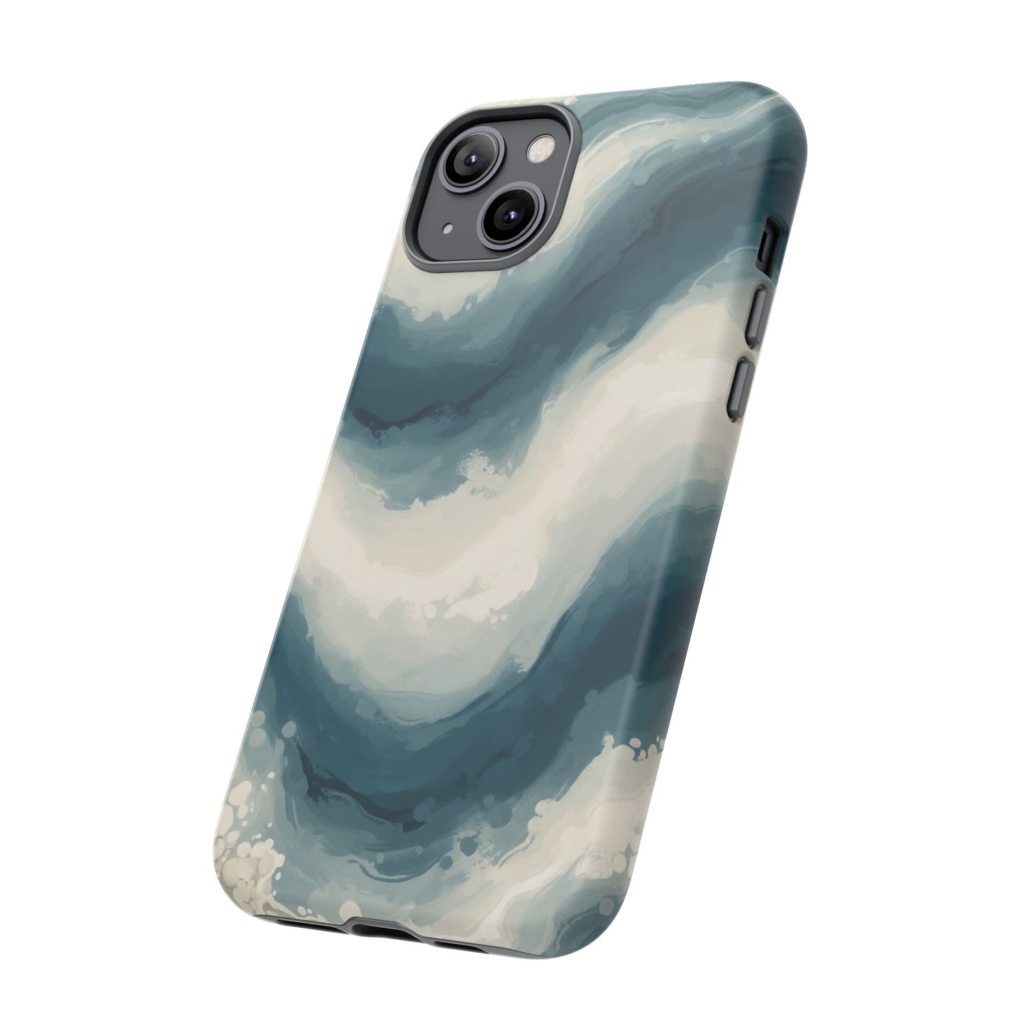 Ocean Wave Marble Phone Case — Teal & Ivory Abstract Tough Case