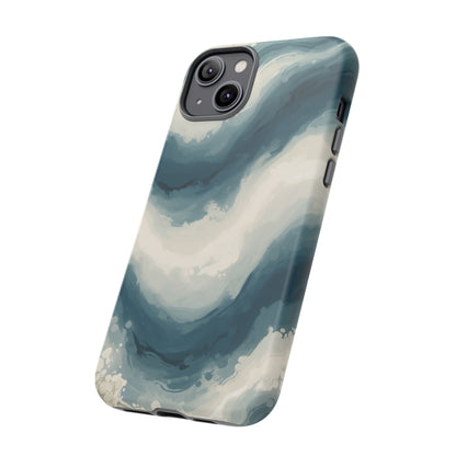 Ocean Wave Marble Phone Case — Teal & Ivory Abstract Tough Case