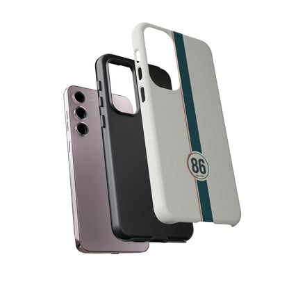 Racing Stripe Tough Phone Case — Retro White With '86 Circle Badge
