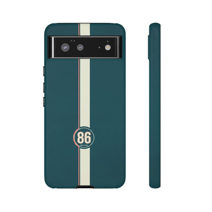 Racing Stripe Phone Case - Retro Teal with Number 86