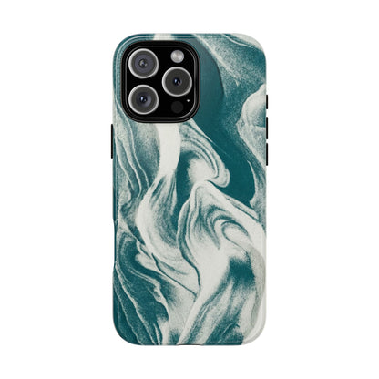 Marble Teal Tough Phone Case — Swirl Pattern Protective Cover