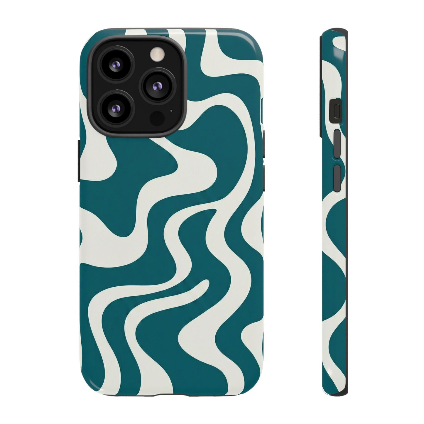 Teal Retro Swirl Tough Phone Case