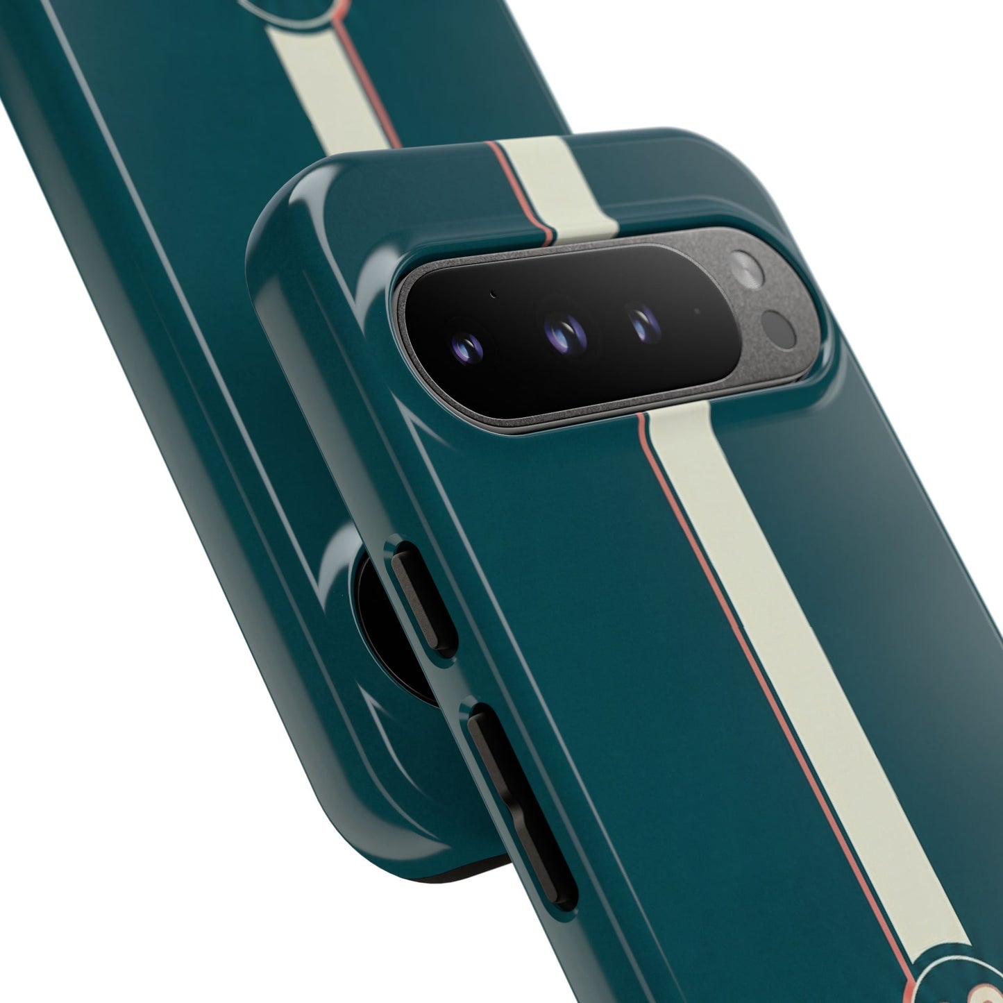 Racing Stripe Phone Case - Retro Teal with Number 86