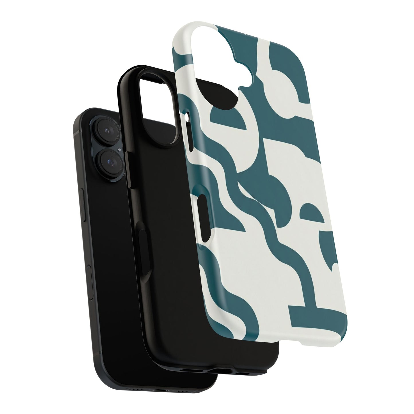 Abstract Teal Shapes Phone Case — Modern Geometric Tough Case