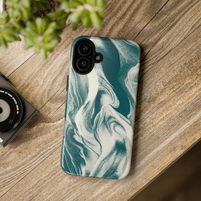Marble Teal Tough Phone Case — Swirl Pattern Protective Cover