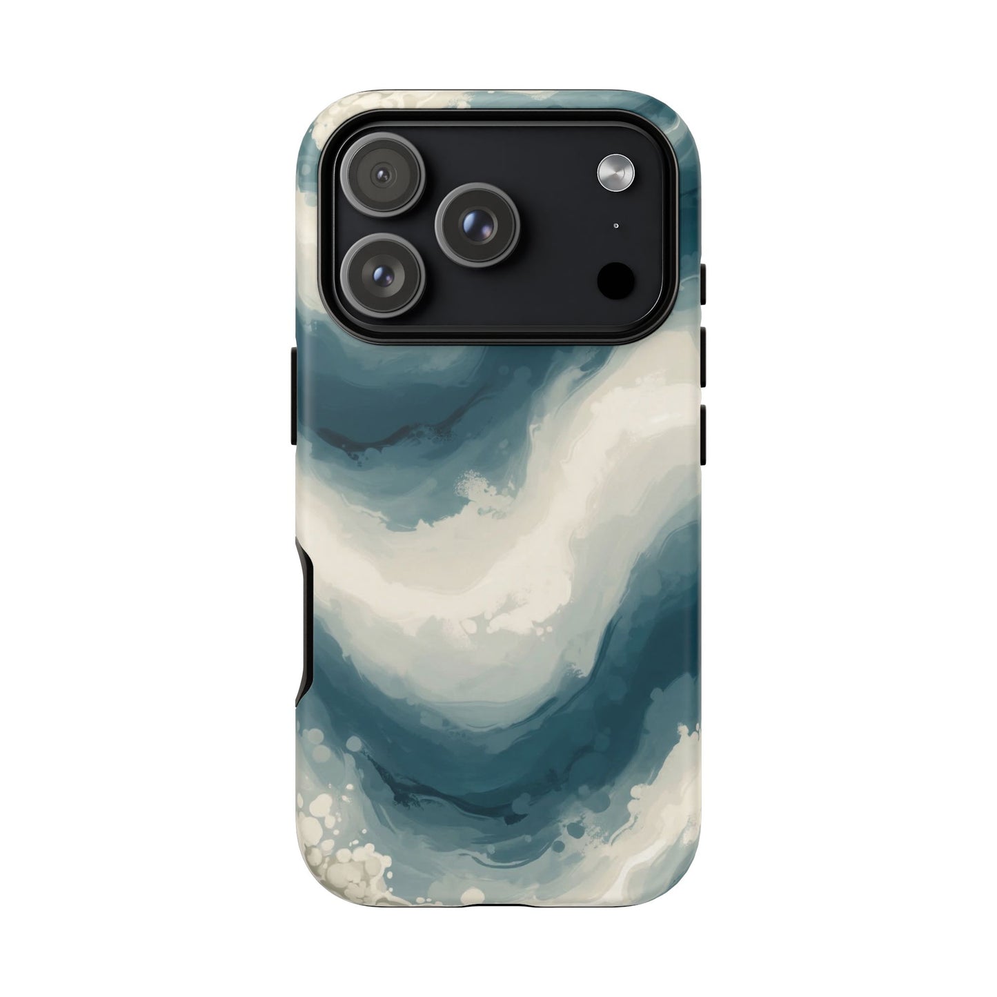 Ocean Wave Marble Phone Case — Teal & Ivory Abstract Tough Case