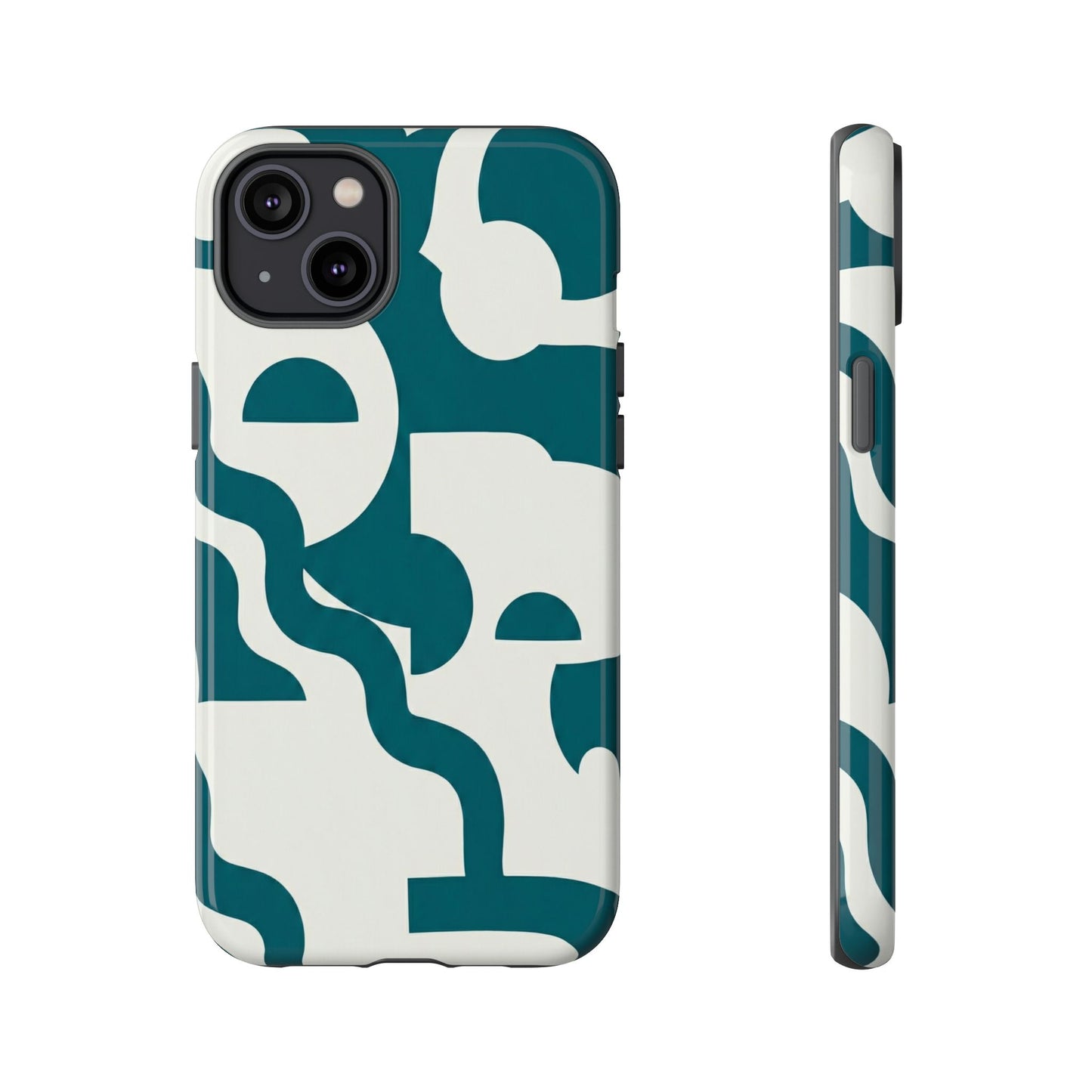 Abstract Teal Shapes Phone Case — Modern Geometric Tough Case