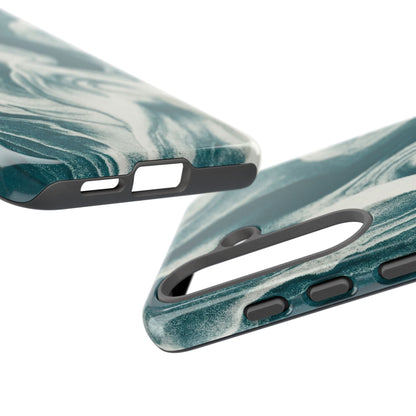Teal Marble Tough Phone Case — Protective Artistic Swirl Design