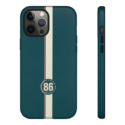 Racing Stripe Phone Case - Retro Teal with Number 86