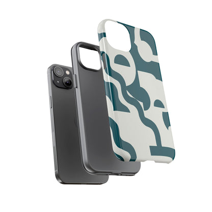 Abstract Teal Shapes Phone Case — Modern Geometric Tough Case