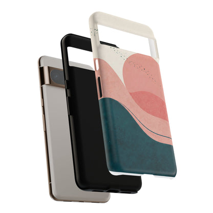 Abstract Sunset Phone Case — Pink & Teal Wave Tough Case