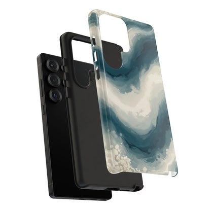 Ocean Wave Marble Phone Case — Teal & Ivory Abstract Tough Case