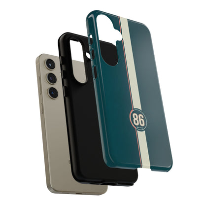 Racing Stripe Phone Case - Retro Teal with Number 86