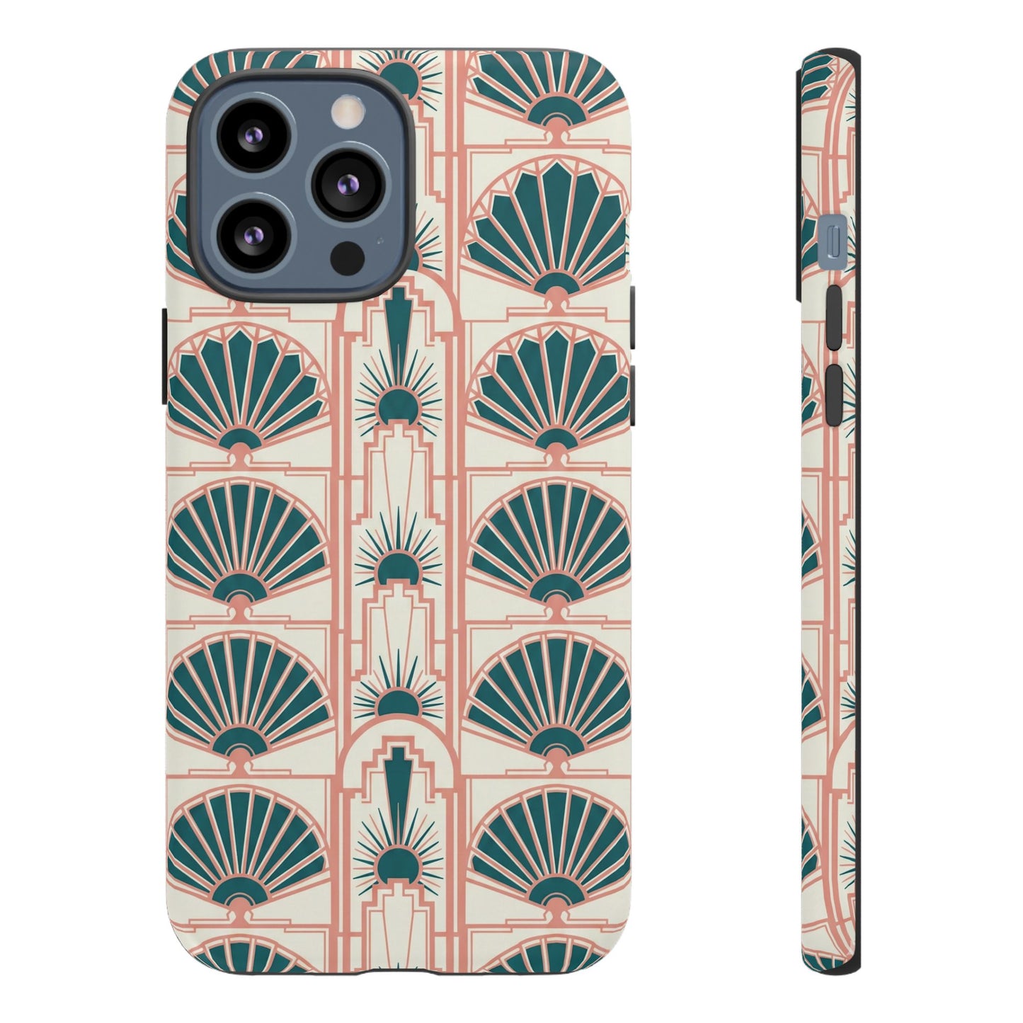 Art Deco Fan Pattern Tough Phone Case — Retro Geometric iPhone Cover