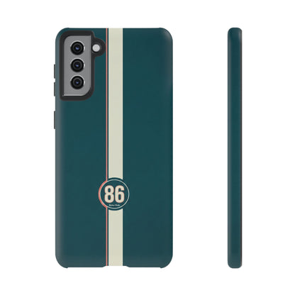 Racing Stripe Phone Case - Retro Teal with Number 86