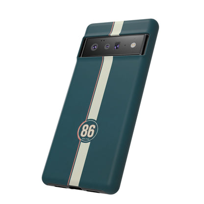 Racing Stripe Phone Case - Retro Teal with Number 86