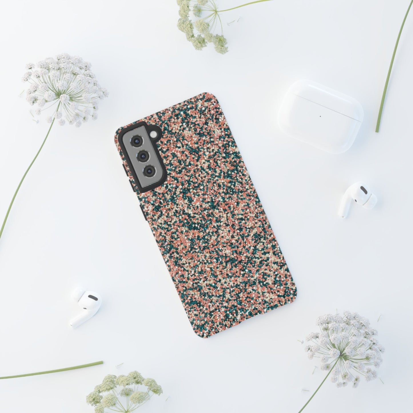 Speckled Pink & Teal Tough Phone Case — Durable Protective Cover