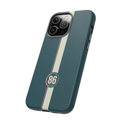Racing Stripe Phone Case - Retro Teal with Number 86
