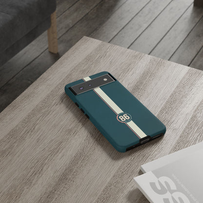 Racing Stripe Phone Case - Retro Teal with Number 86
