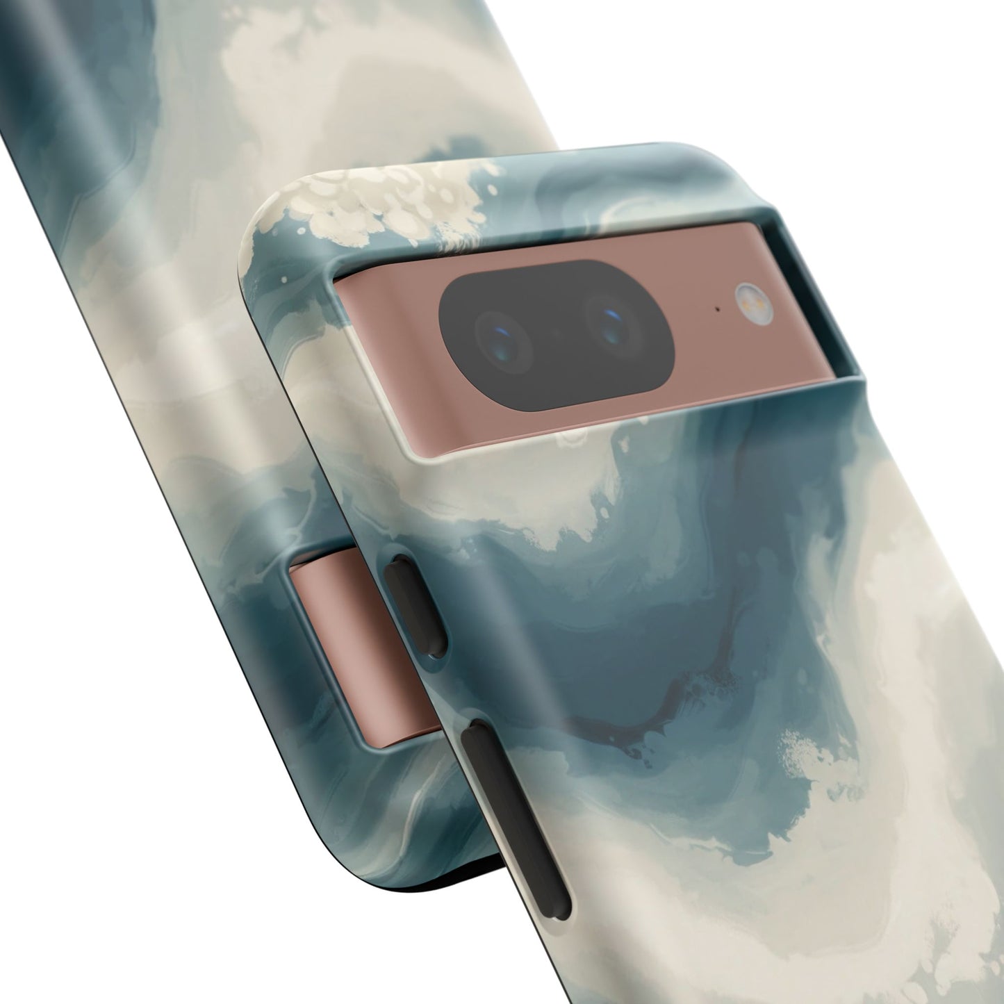 Ocean Wave Marble Phone Case — Teal & Ivory Abstract Tough Case