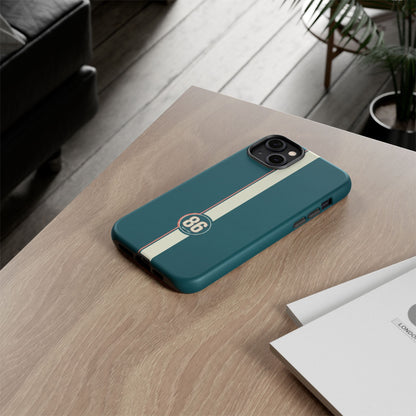 Racing Stripe Phone Case - Retro Teal with Number 86