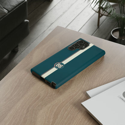 Racing Stripe Phone Case - Retro Teal with Number 86