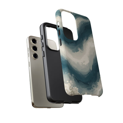 Ocean Wave Marble Phone Case — Teal & Ivory Abstract Tough Case