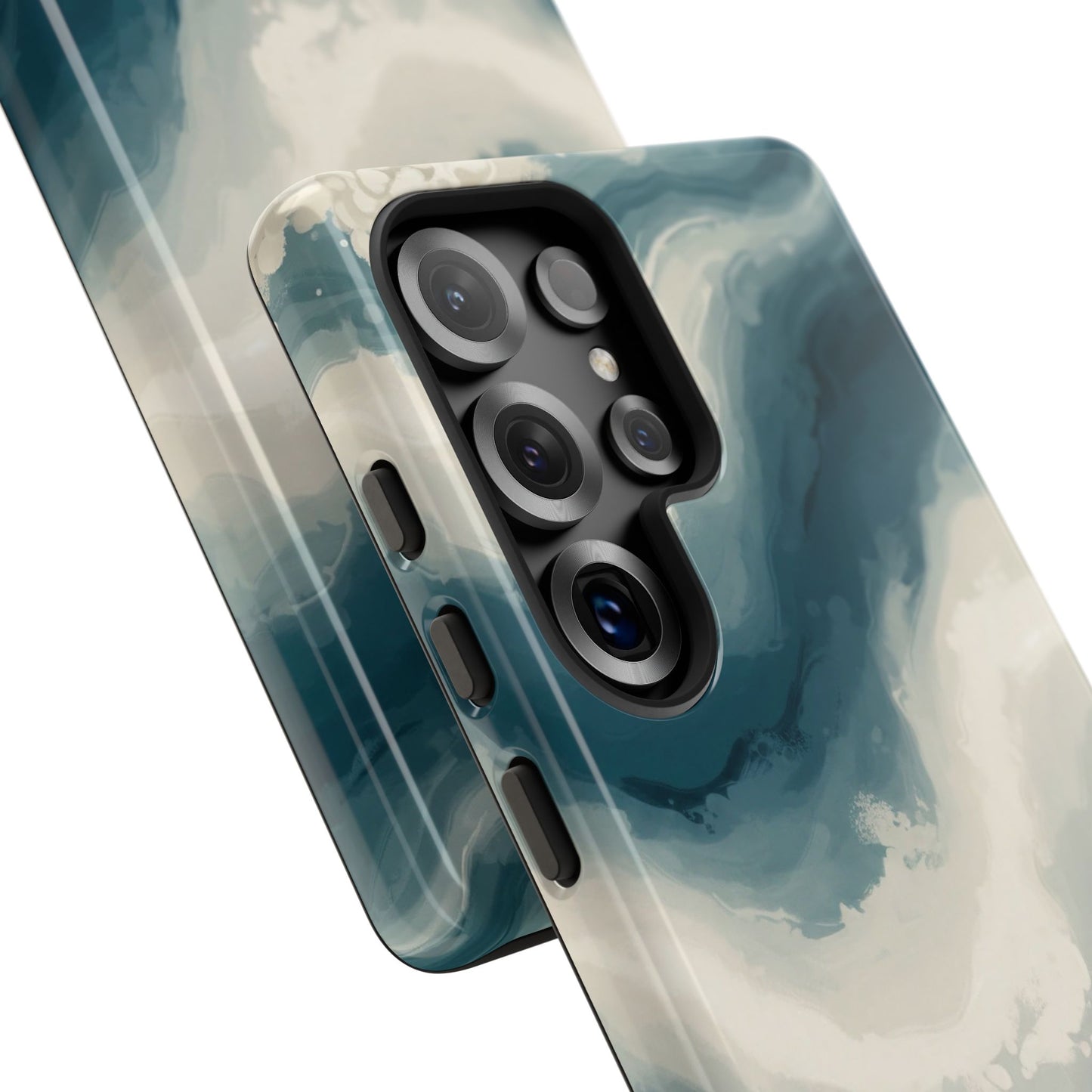 Ocean Wave Marble Phone Case — Teal & Ivory Abstract Tough Case