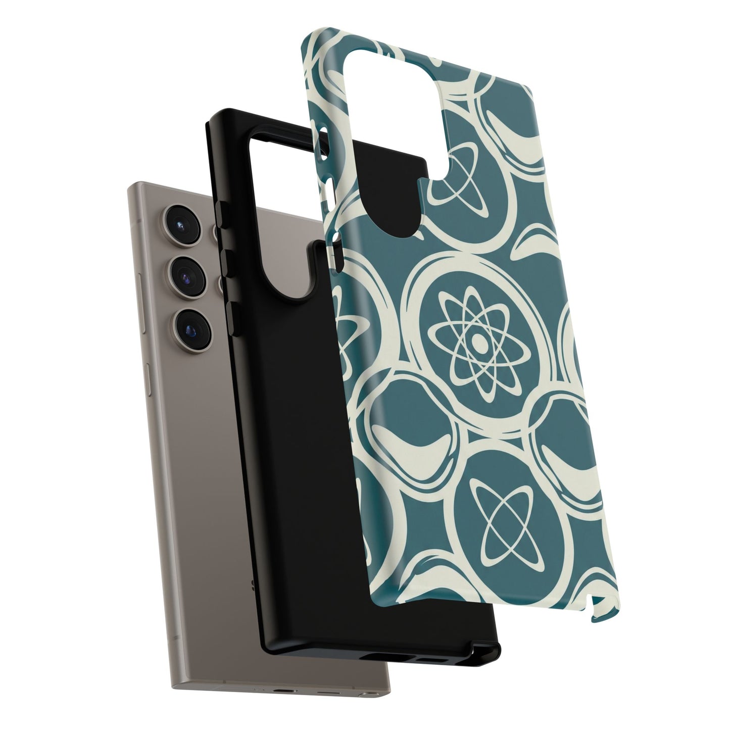 Atomic Geo Tough Phone Case — Teal Retro Science Pattern