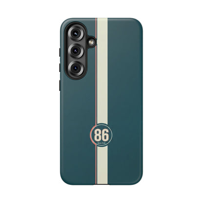 Racing Stripe Phone Case - Retro Teal with Number 86
