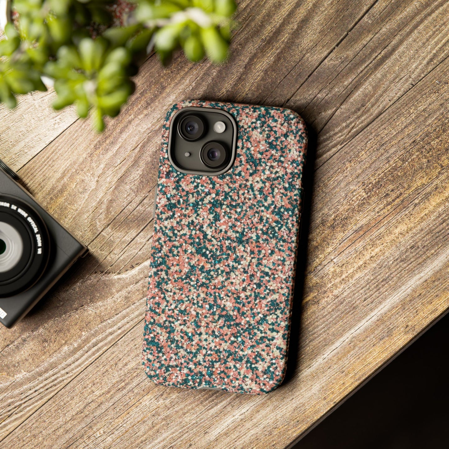 Glitter Speckle Tough Phone Case — Pink & Teal Protective Cover