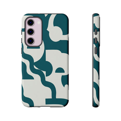 Abstract Teal Pattern Phone Case — Modern Geometric Tough Case