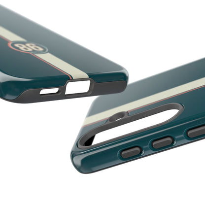 Racing Stripe Phone Case - Retro Teal with Number 86