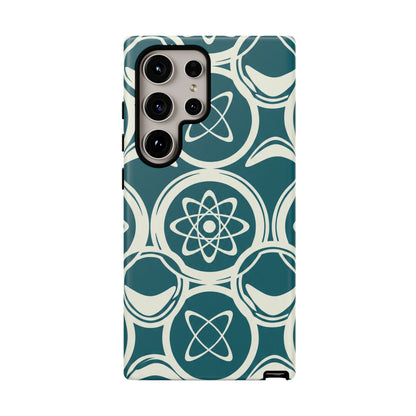 Atomic Geo Tough Phone Case — Teal Retro Science Pattern