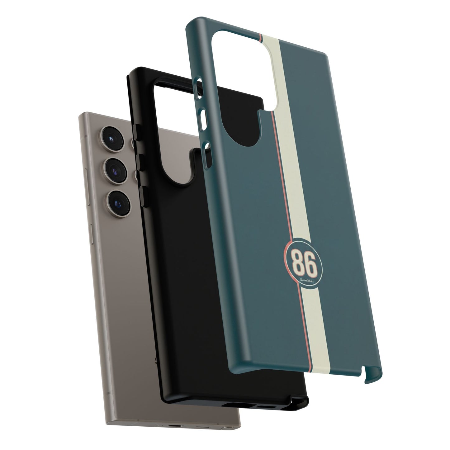 Racing Stripe Phone Case - Retro Teal with Number 86