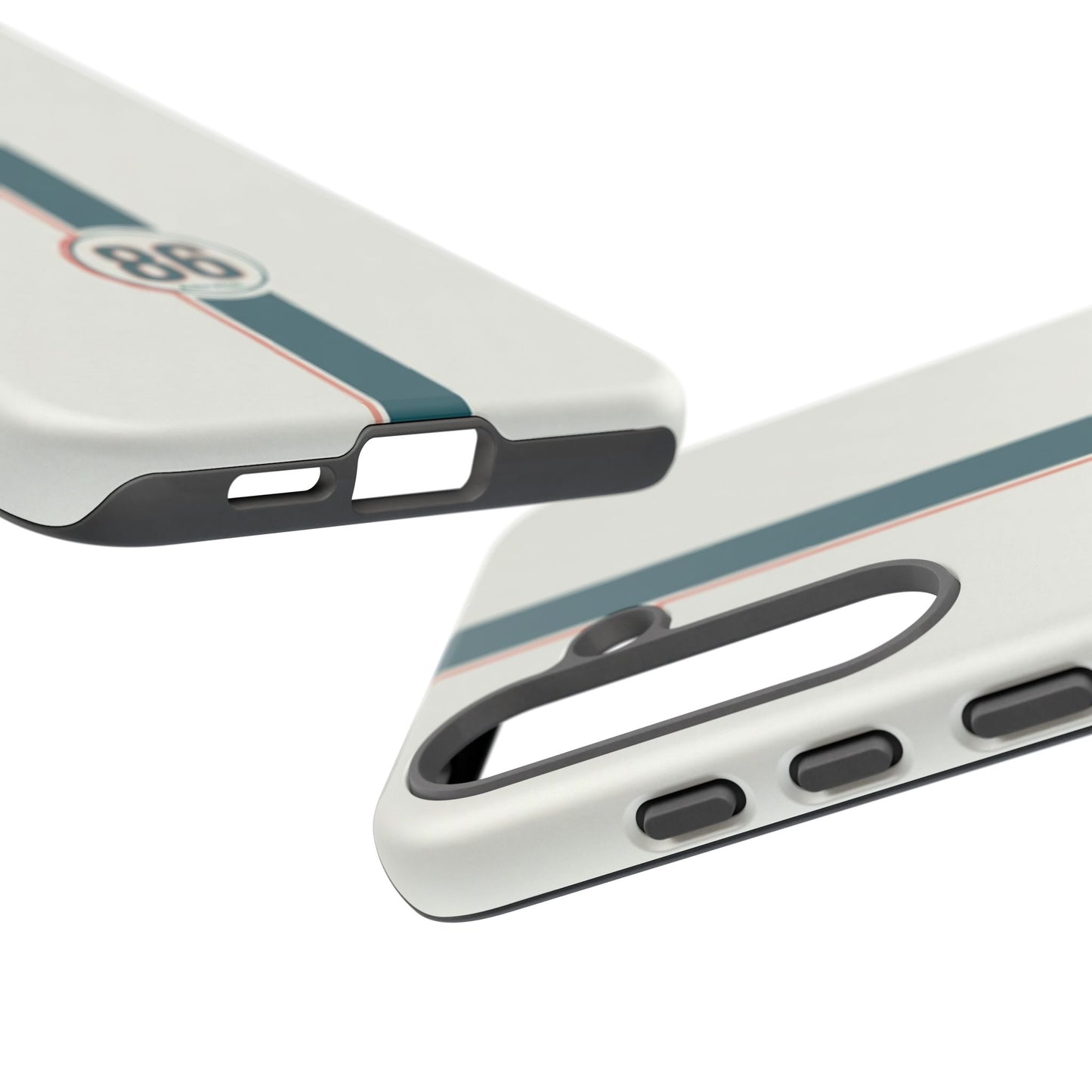 Racing Stripe Tough Phone Case — Retro White With '86 Circle Badge
