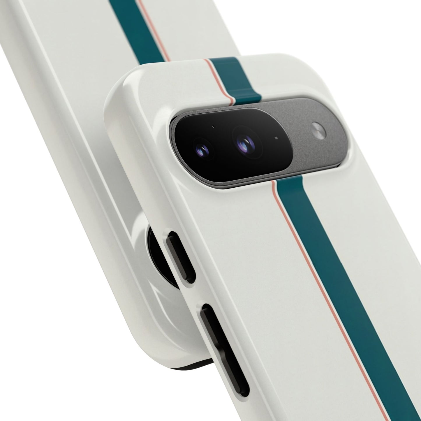 Racing Stripe Tough Phone Case — Retro White With '86 Circle Badge
