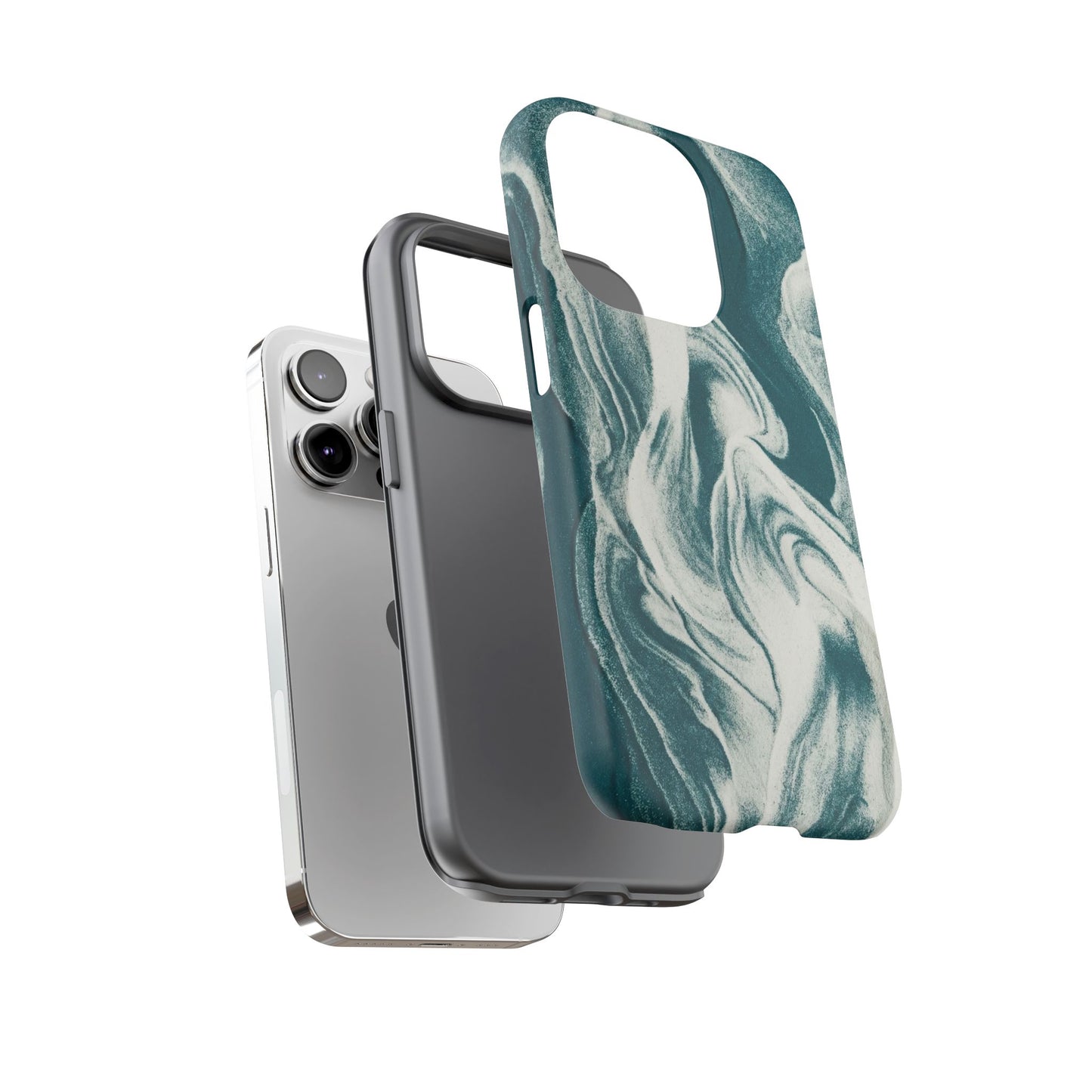 Marble Teal Tough Phone Case — Swirl Pattern Protective Cover