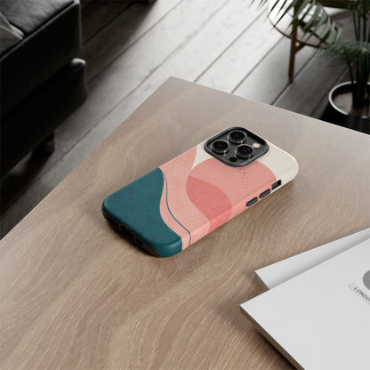 Abstract Sunset Phone Case — Pink & Teal Wave Tough Case