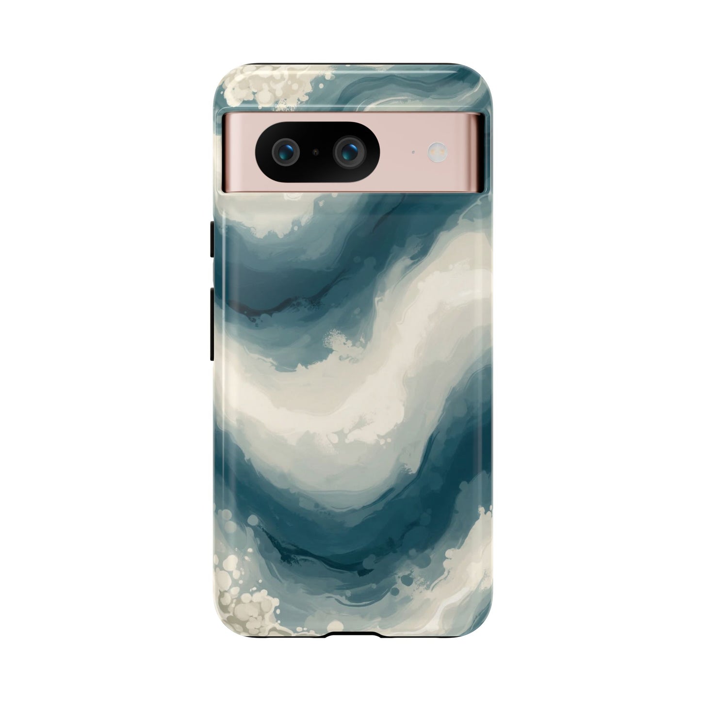 Ocean Wave Marble Phone Case — Teal & Ivory Abstract Tough Case